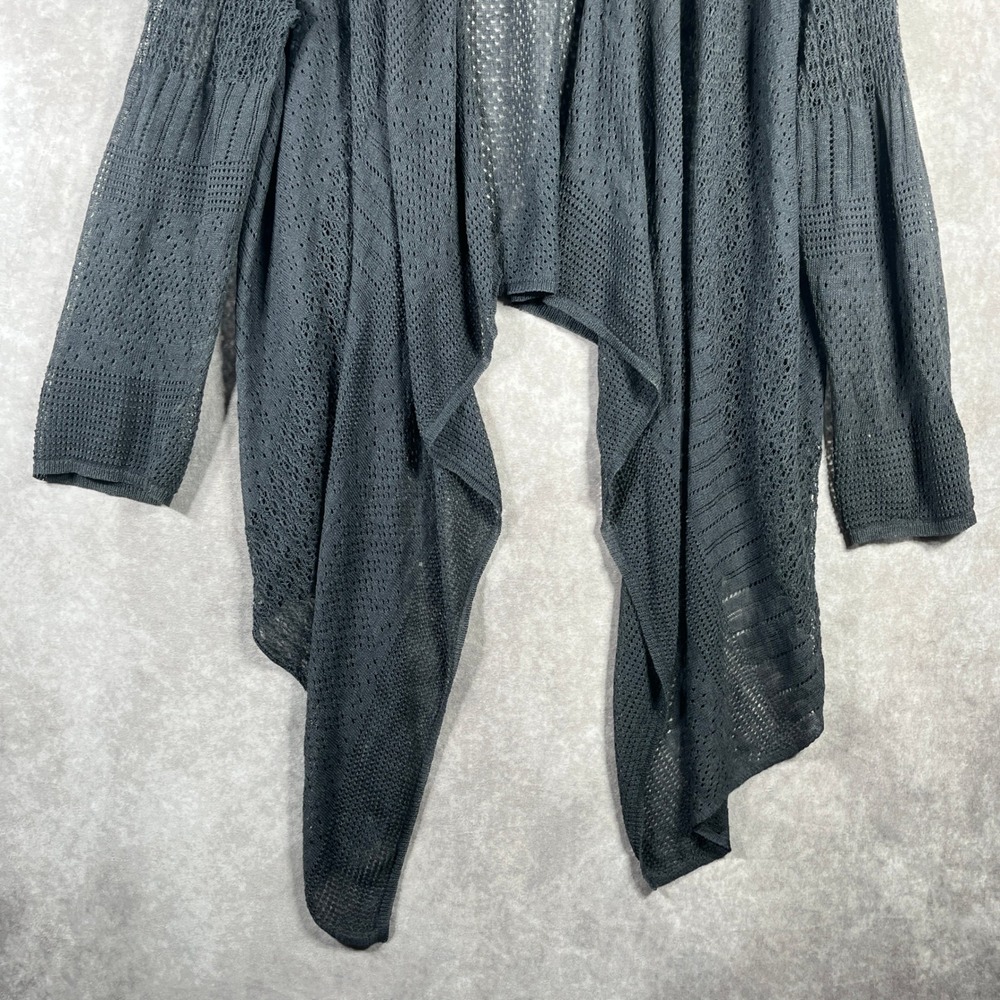 Eileen Fisher Open Front Knit Cardigan‎ XL Gray Draped Lightweight Travel Office - Picture 3 of 8